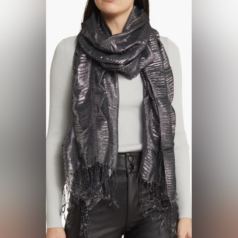 Tasha metallic fringed scarf